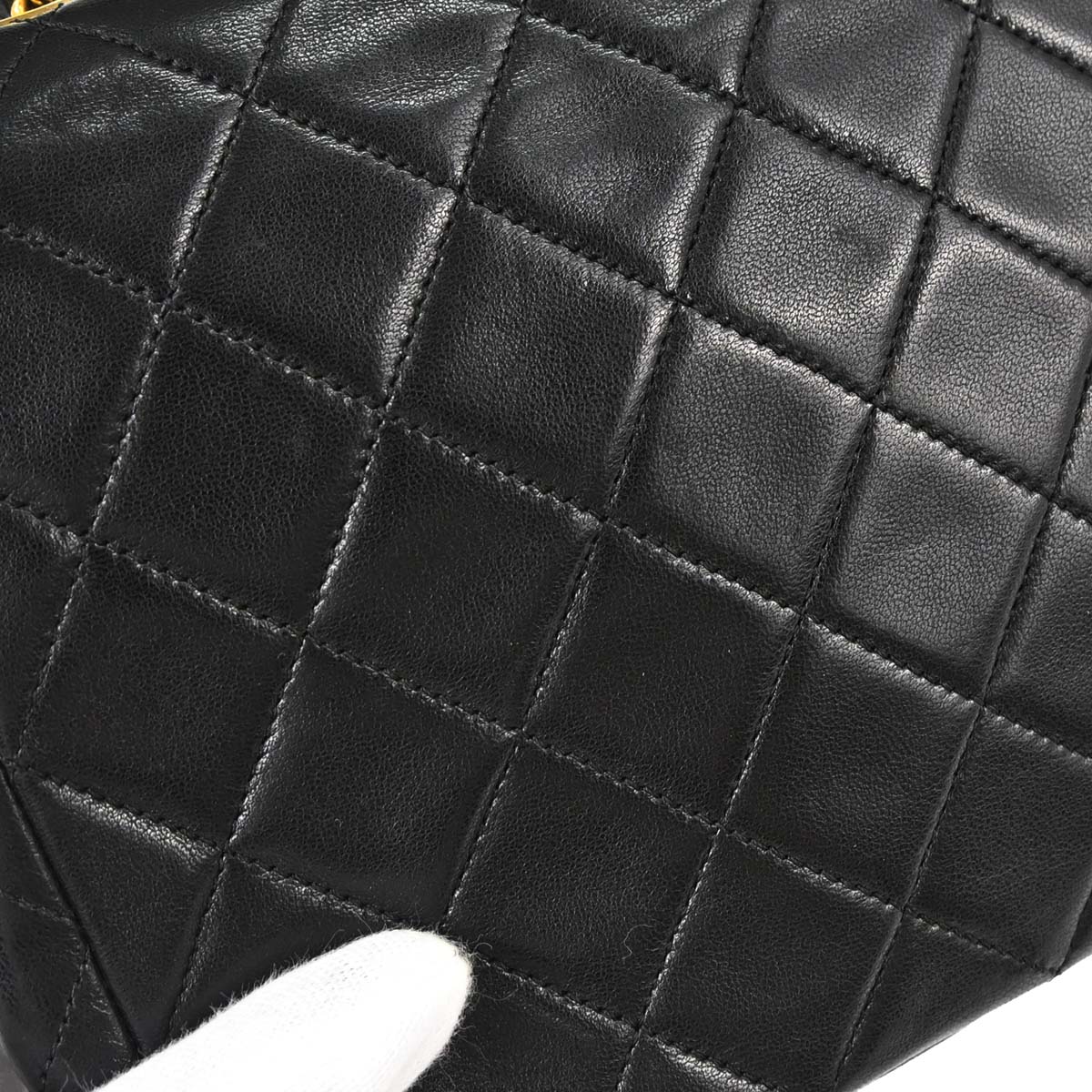 Chanel 1989-1991 Black Lambskin Classic Square Flap Shoulder Bag 20