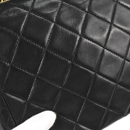 Chanel 1989-1991 Black Lambskin Classic Square Flap Shoulder Bag 20