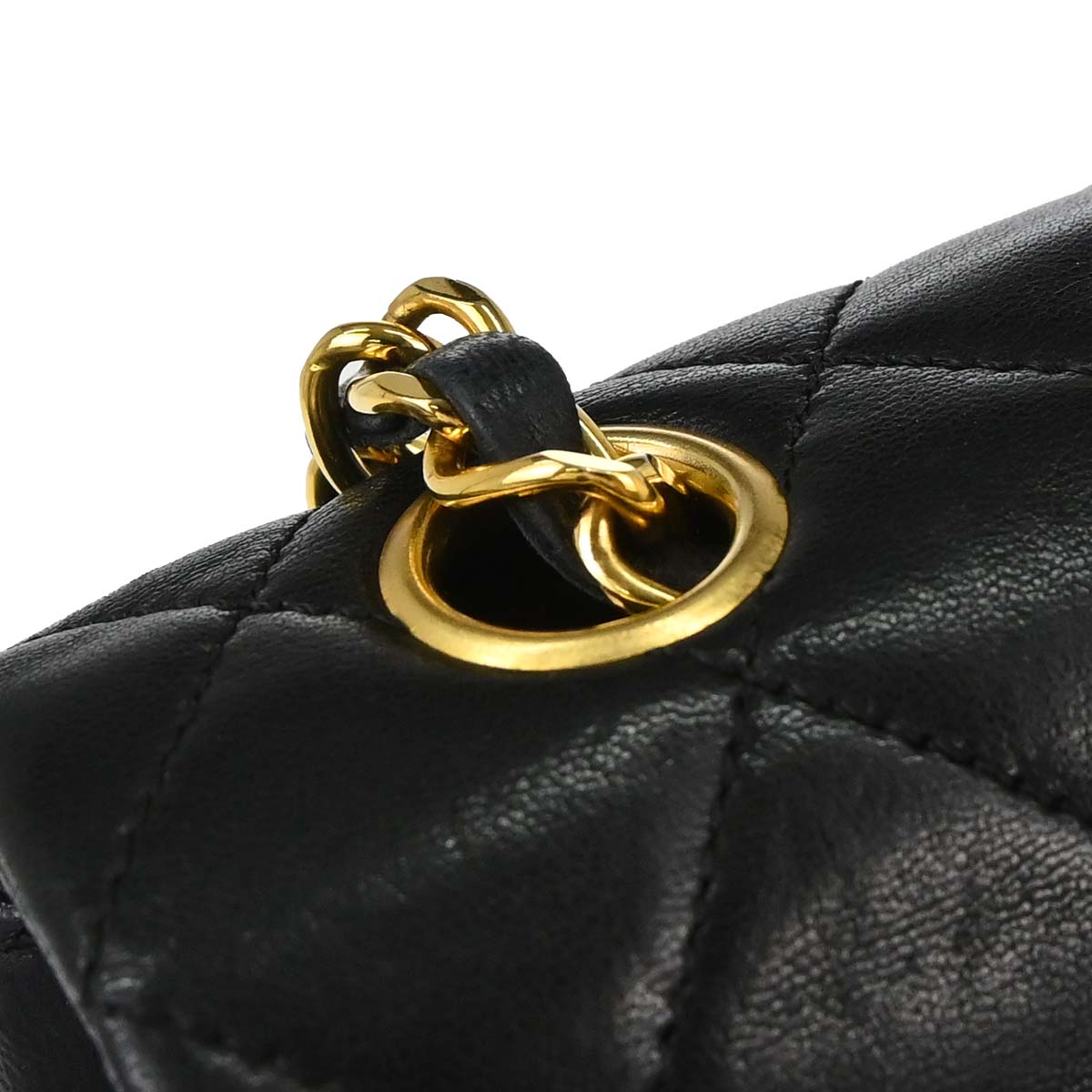 Chanel 1989-1991 Black Lambskin Classic Square Flap Shoulder Bag 20