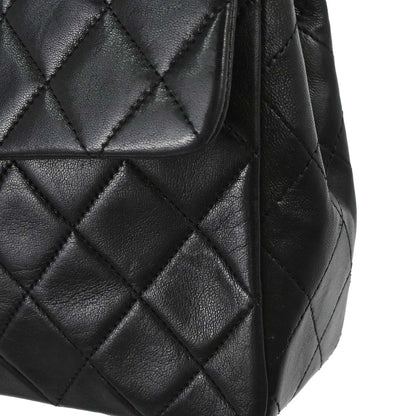 Chanel 1989-1991 Black Lambskin Classic Square Flap Shoulder Bag 20