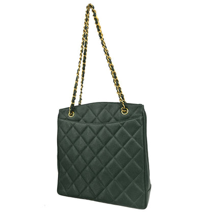Chanel 1996-1997 Green Caviar Skin Shoulder Tote Bag