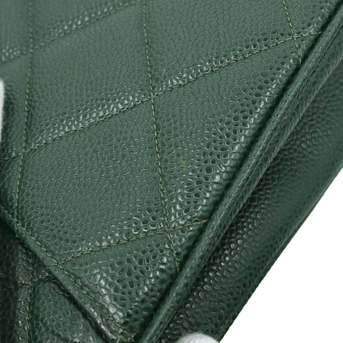 Chanel 1996-1997 Green Caviar Skin Shoulder Tote Bag