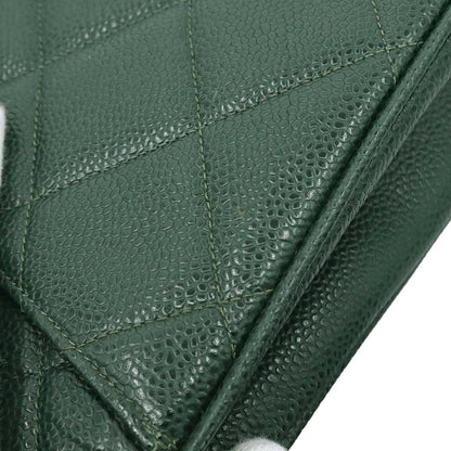 Chanel 1996-1997 Green Caviar Skin Shoulder Tote Bag