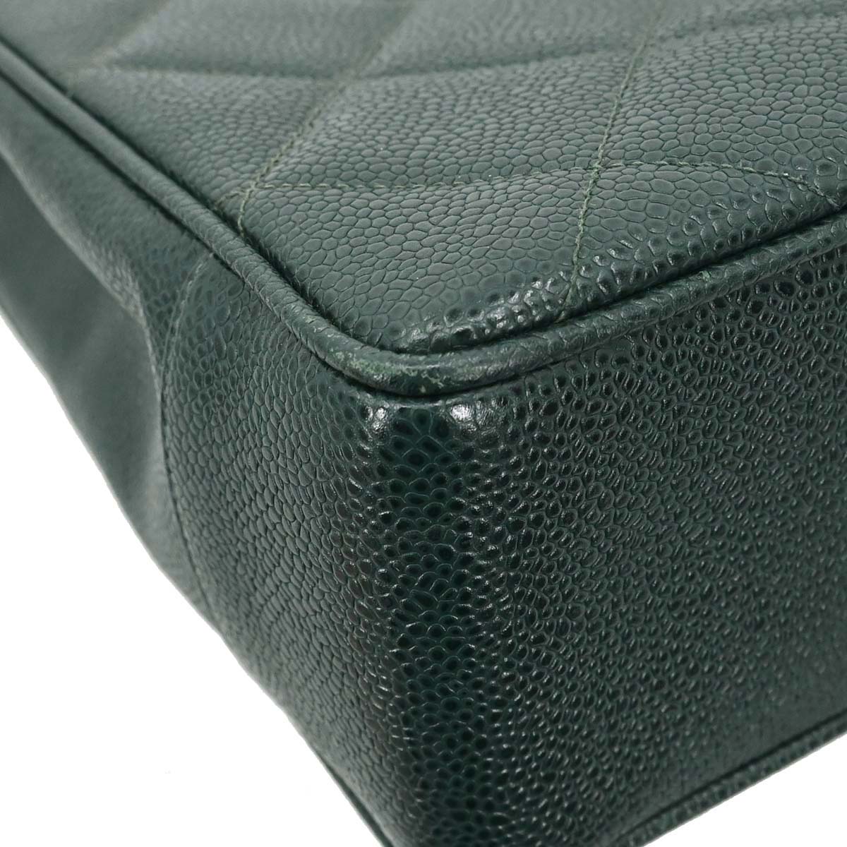 Chanel 1996-1997 Green Caviar Skin Shoulder Tote Bag