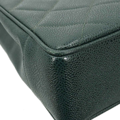 Chanel 1996-1997 Green Caviar Skin Shoulder Tote Bag