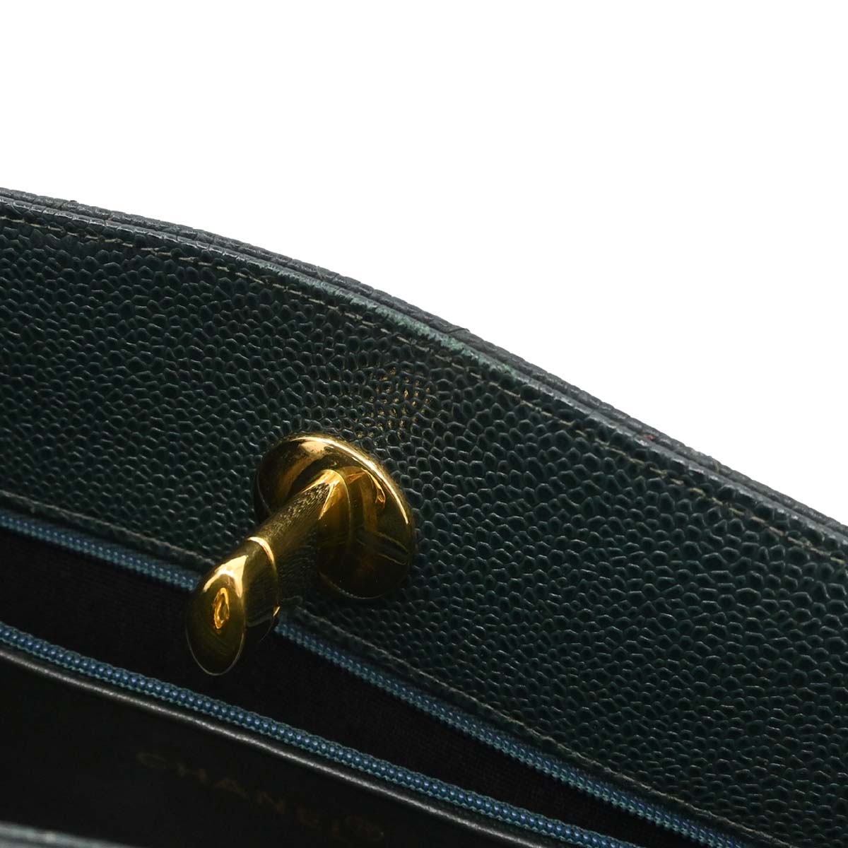 Chanel 1996-1997 Green Caviar Skin Shoulder Tote Bag