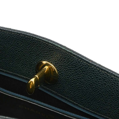 Chanel 1996-1997 Green Caviar Skin Shoulder Tote Bag