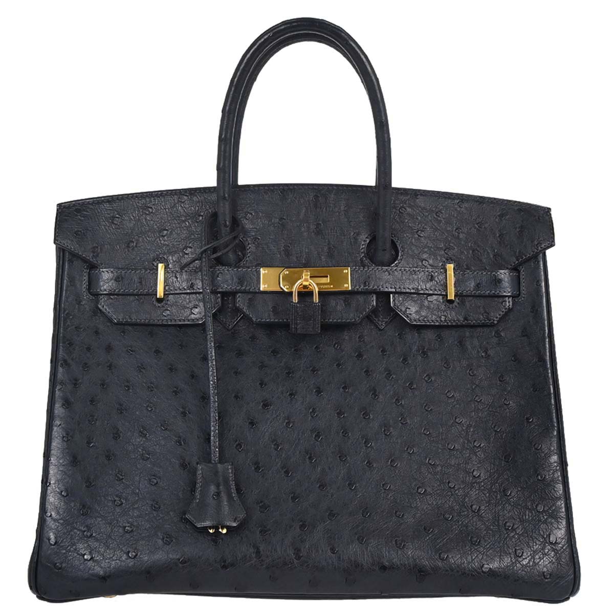 Hermes * Blue Indigo Ostrich Birkin 35 Handbag