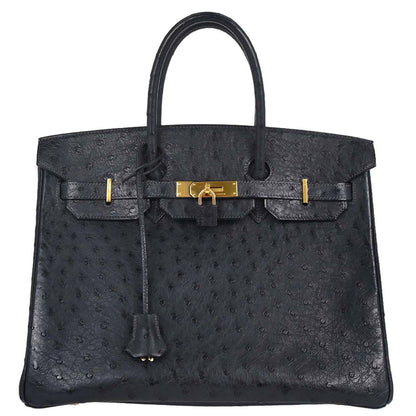 Hermes * Blue Indigo Ostrich Birkin 35 Handbag