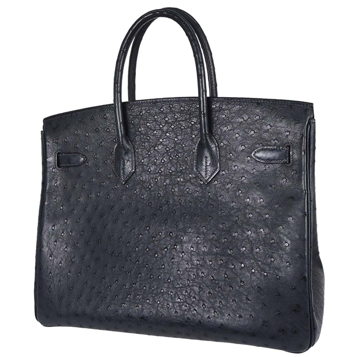 Hermes * Blue Indigo Ostrich Birkin 35 Handbag