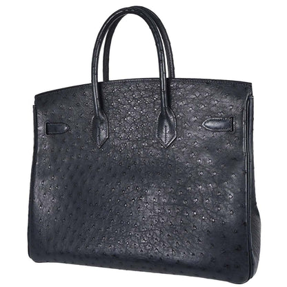 Hermes * Blue Indigo Ostrich Birkin 35 Handbag
