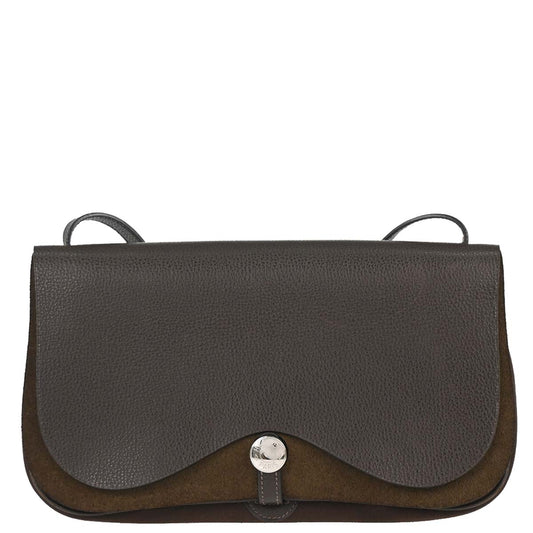 Hermes Cafe Toile Officier Vache Liegee Sac Colorado MM Shoulder Bag