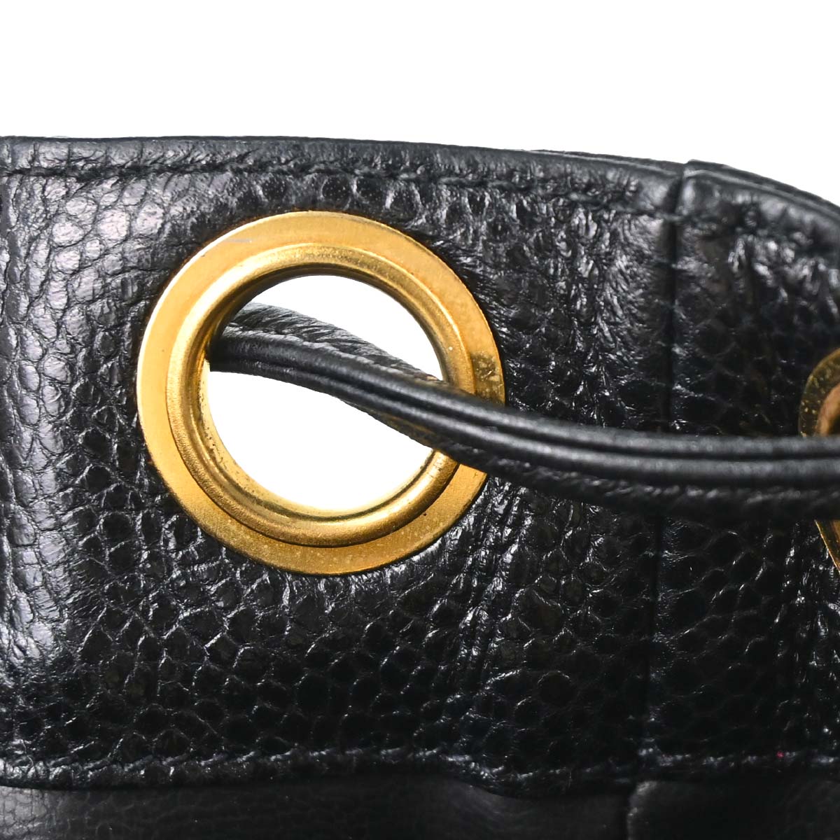Chanel 1991-1994 Black Caviar Skin Triple CC Drawstring Shoulder Bag
