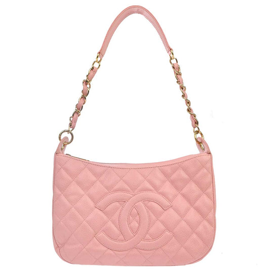 Chanel 2005-2006 Pink Caviar Skin Hobo Handbag