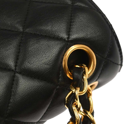 Chanel 1994-1996 Black Lambskin Paris Medium Double Flap Shoulder Bag