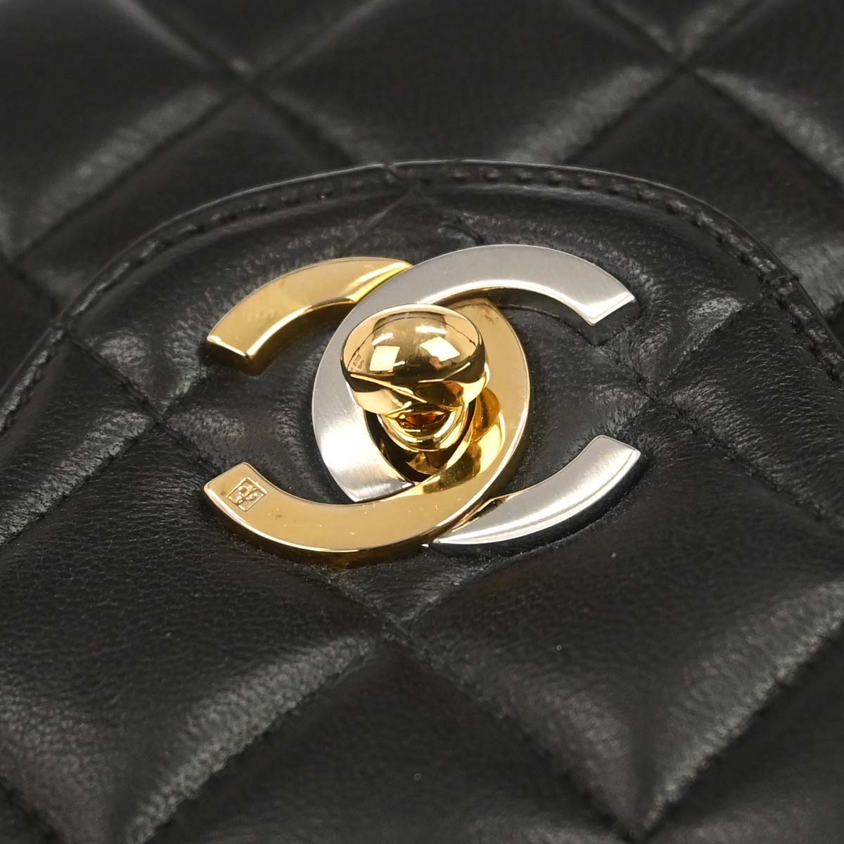 Chanel 1994-1996 Black Lambskin Paris Medium Double Flap Shoulder Bag