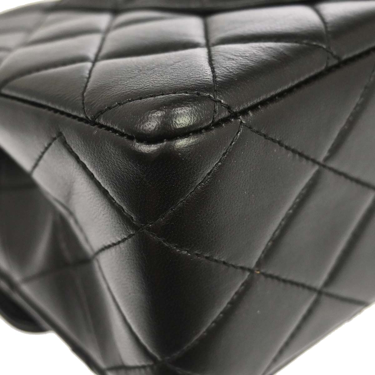 Chanel 1994-1996 Black Lambskin Paris Medium Double Flap Shoulder Bag