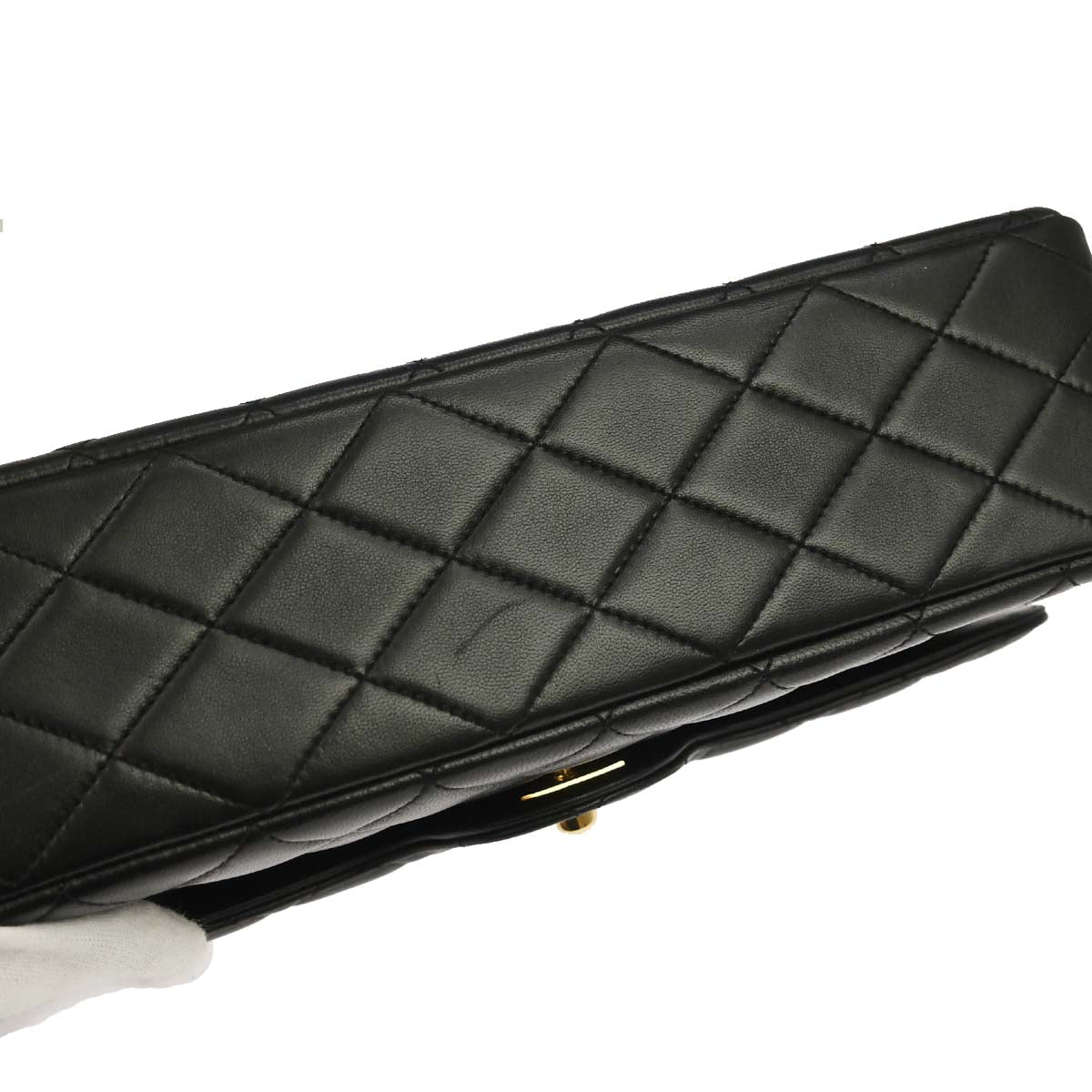 Chanel 1994-1996 Black Lambskin Paris Medium Double Flap Shoulder Bag