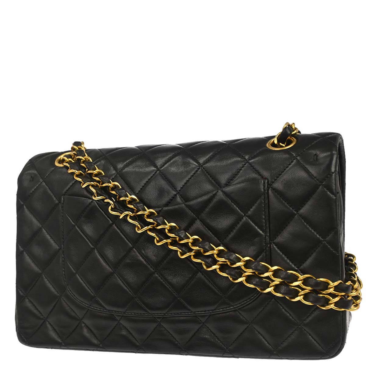 Chanel 1994-1996 Black Lambskin Medium Classic Double Flap Shoulder Bag