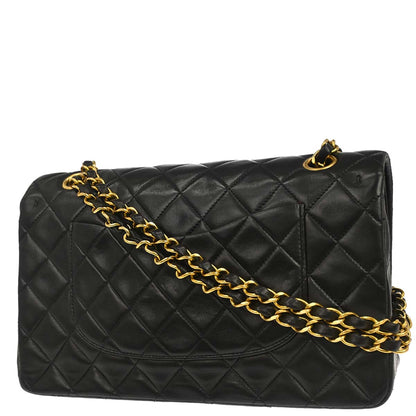 Chanel 1994-1996 Black Lambskin Medium Classic Double Flap Shoulder Bag
