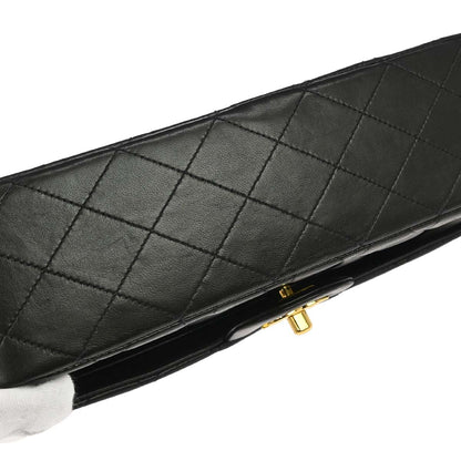 Chanel 1994-1996 Black Lambskin Medium Classic Double Flap Shoulder Bag