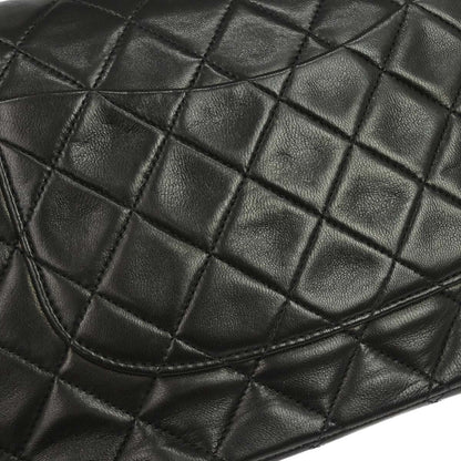 Chanel 1994-1996 Black Lambskin Medium Classic Double Flap Shoulder Bag