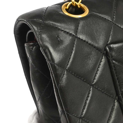Chanel 1994-1996 Black Lambskin Medium Classic Double Flap Shoulder Bag