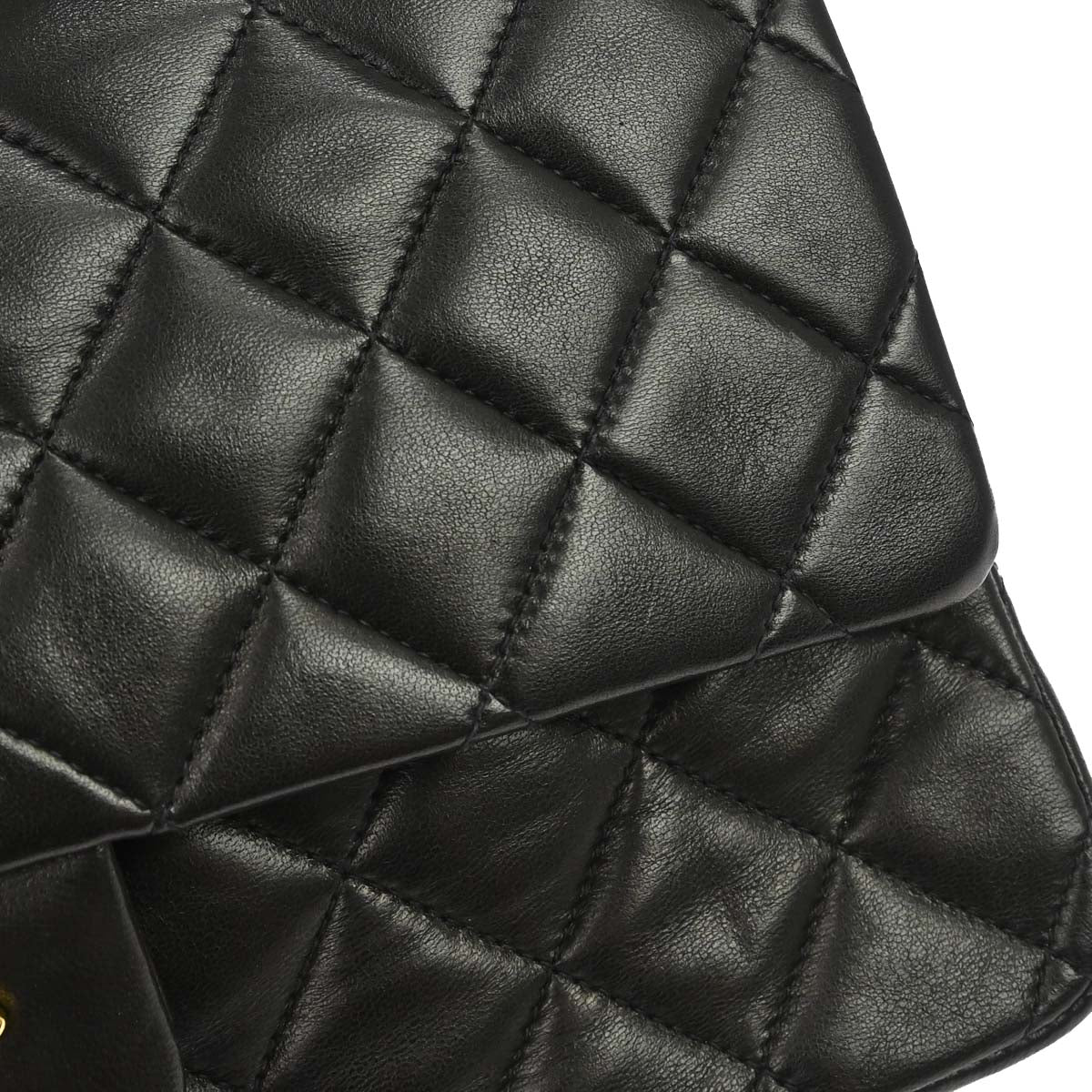 Chanel 1994-1996 Black Lambskin Medium Classic Double Flap Shoulder Bag