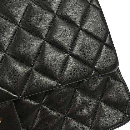 Chanel 1994-1996 Black Lambskin Medium Classic Double Flap Shoulder Bag