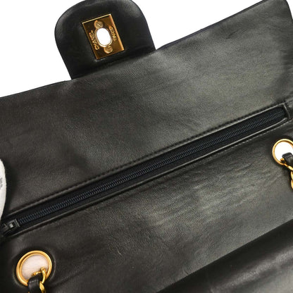 Chanel 1994-1996 Black Lambskin Medium Classic Double Flap Shoulder Bag