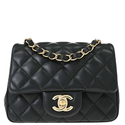 Chanel 2019 Black Lambskin Mini Classic Square Flap Shoulder Bag 17