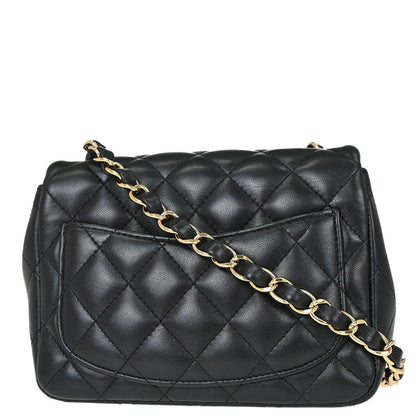 Chanel 2019 Black Lambskin Mini Classic Square Flap Shoulder Bag 17