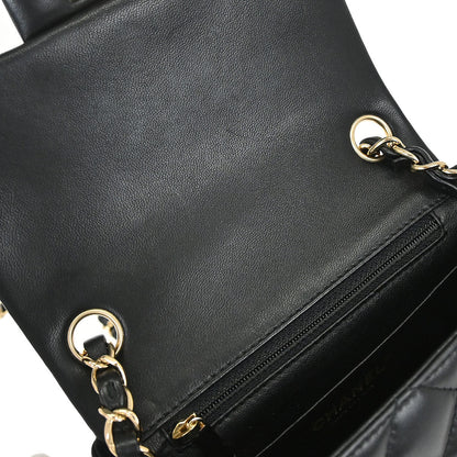 Chanel 2019 Black Lambskin Mini Classic Square Flap Shoulder Bag 17
