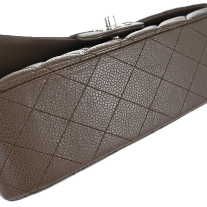 Chanel 2012 Brown Caviar Skin Medium Classic Double Flap Shoulder Bag