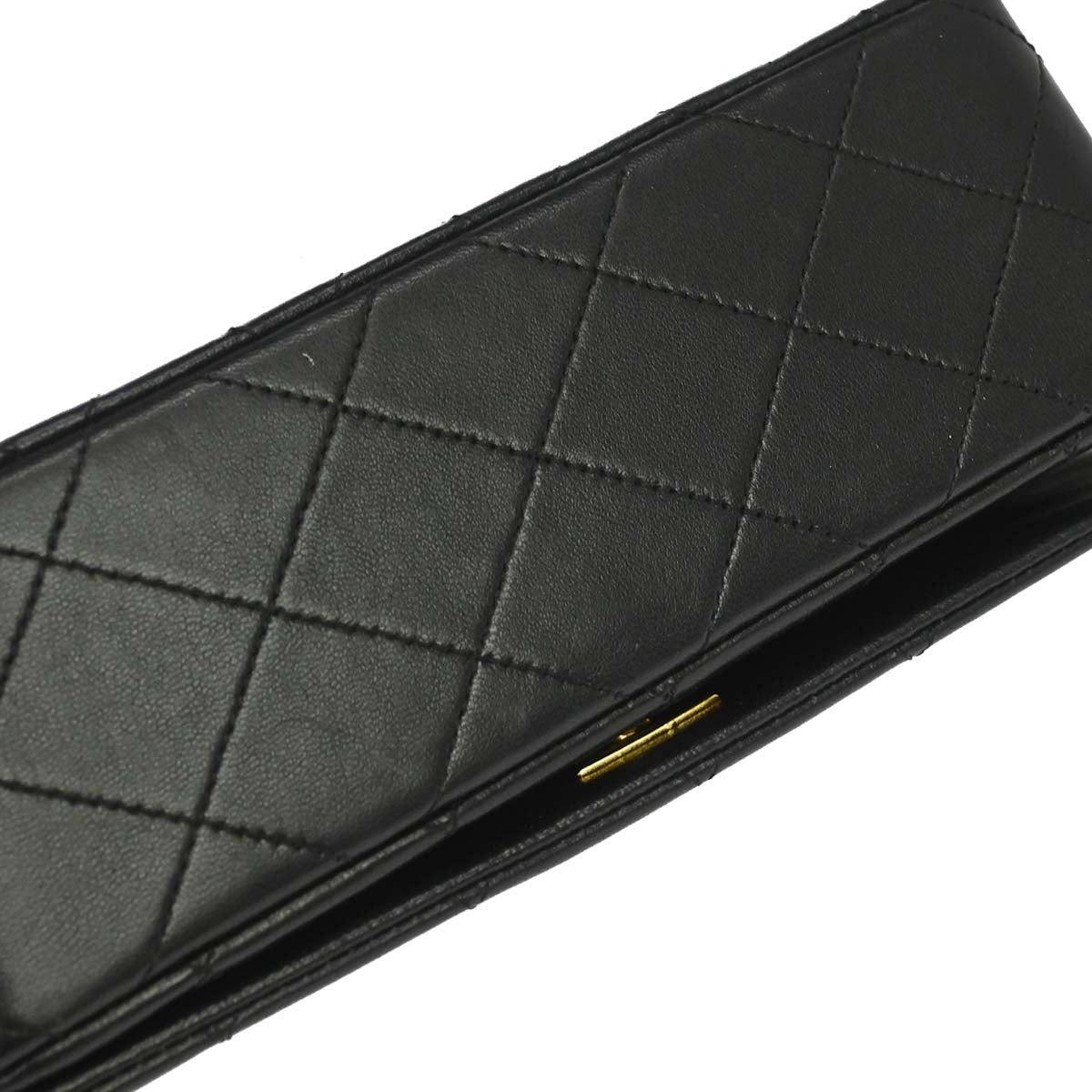Chanel 1989-1991 Black Lambskin Turnlock Mini Full Flap Shoulder Bag