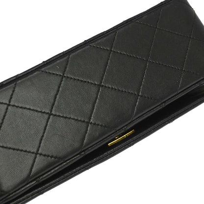 Chanel 1989-1991 Black Lambskin Turnlock Mini Full Flap Shoulder Bag