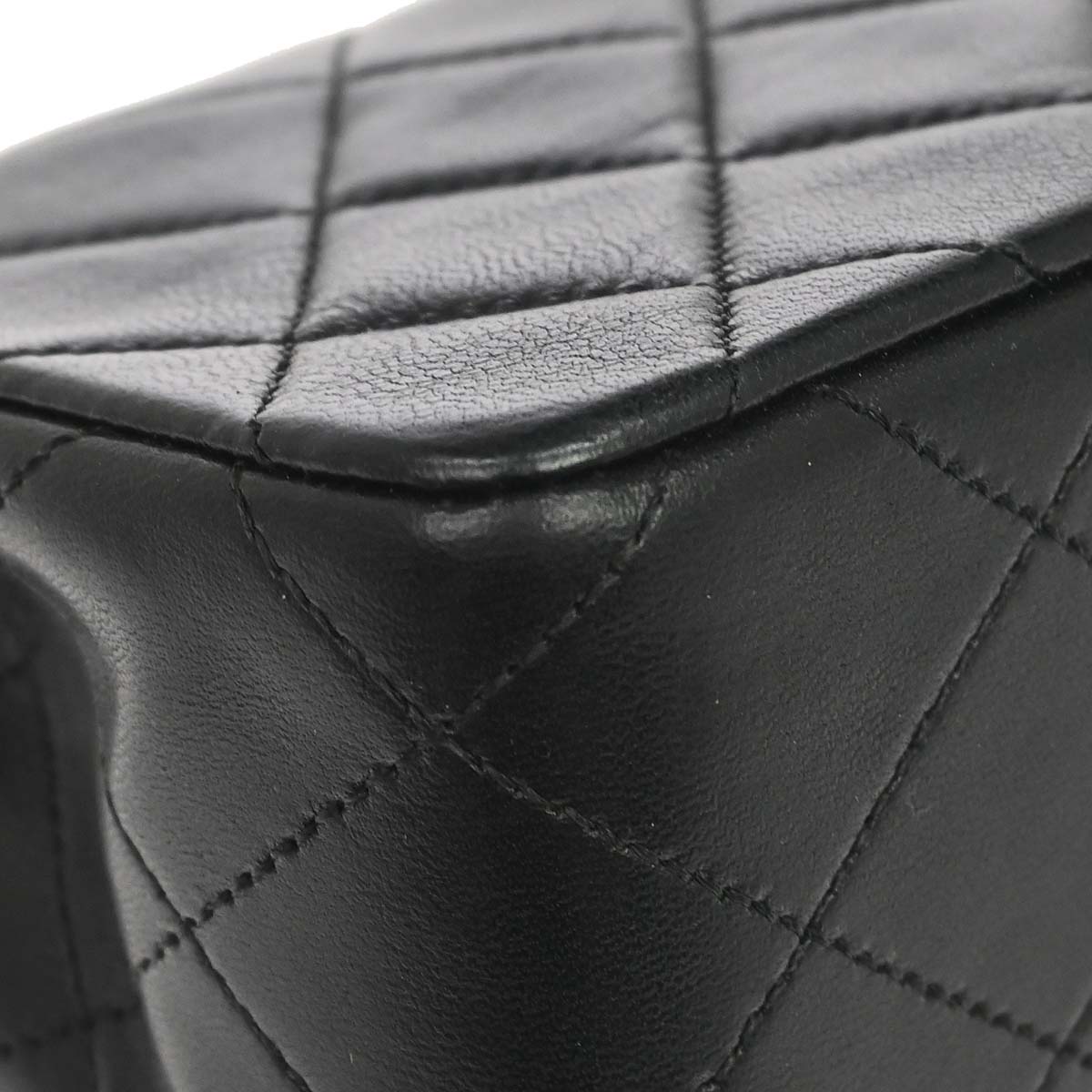Chanel 1989-1991 Black Lambskin Turnlock Mini Full Flap Shoulder Bag