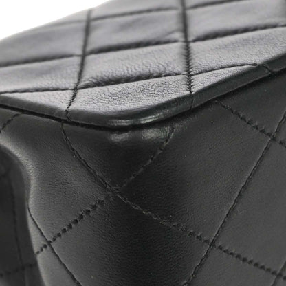 Chanel 1989-1991 Black Lambskin Turnlock Mini Full Flap Shoulder Bag