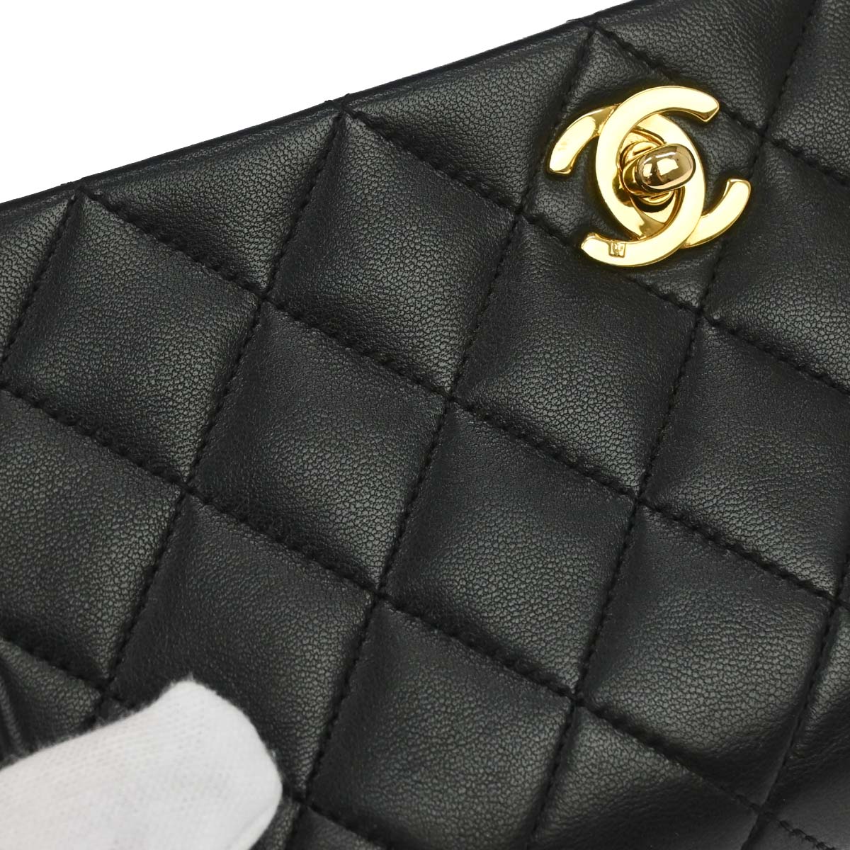 Chanel 1989-1991 Black Lambskin Turnlock Mini Full Flap Shoulder Bag
