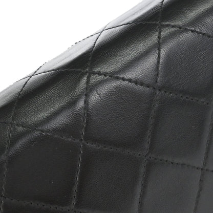 Chanel 1997-1999 Black Lambskin Pushlock Small Full Flap Shoulder Bag