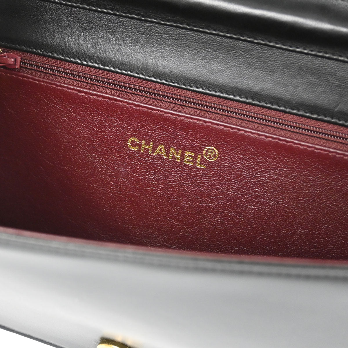 Chanel 1997-1999 Black Lambskin Pushlock Small Full Flap Shoulder Bag