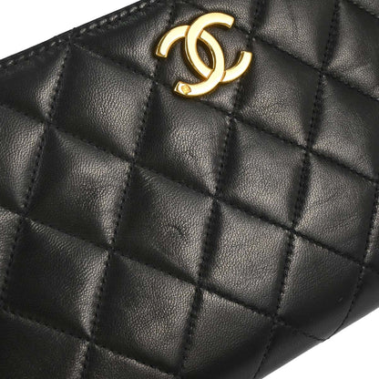 Chanel 1996-1997 Black Lambskin Pushlock Mini Full Flap Shoulder Bag