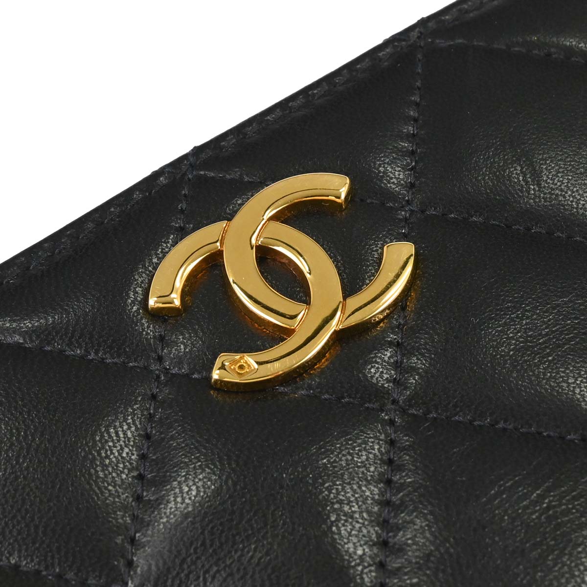 Chanel 1996-1997 Black Lambskin Pushlock Mini Full Flap Shoulder Bag