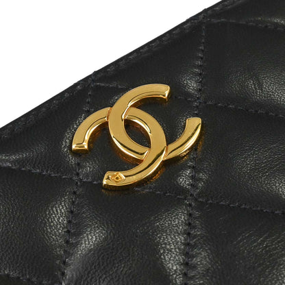 Chanel 1996-1997 Black Lambskin Pushlock Mini Full Flap Shoulder Bag