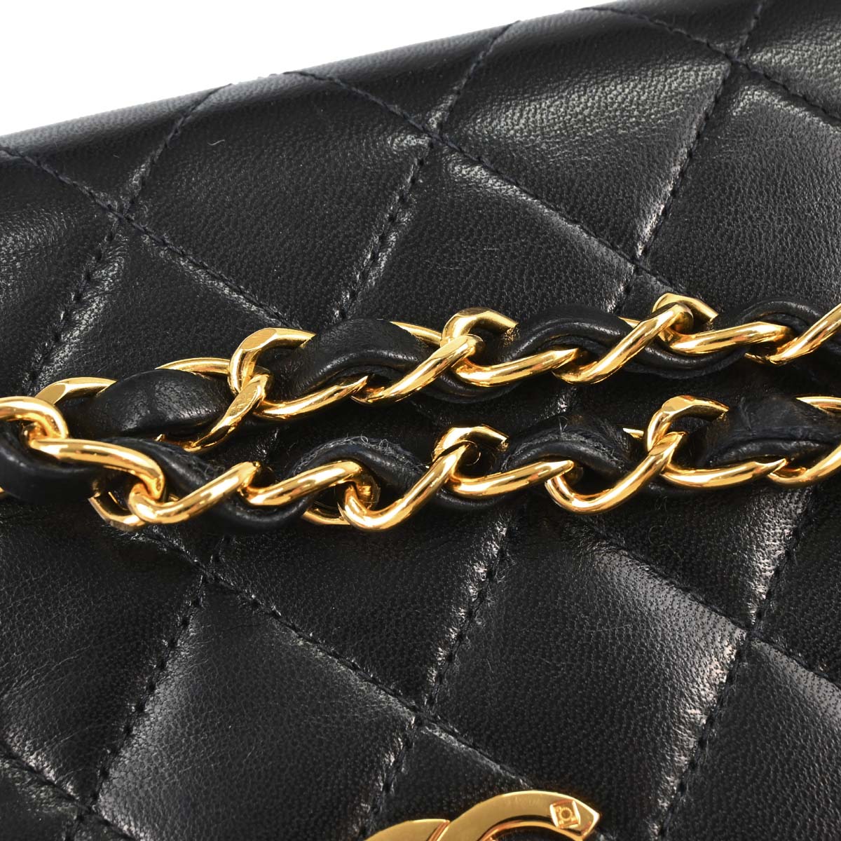 Chanel 1996-1997 Black Lambskin Pushlock Mini Full Flap Shoulder Bag