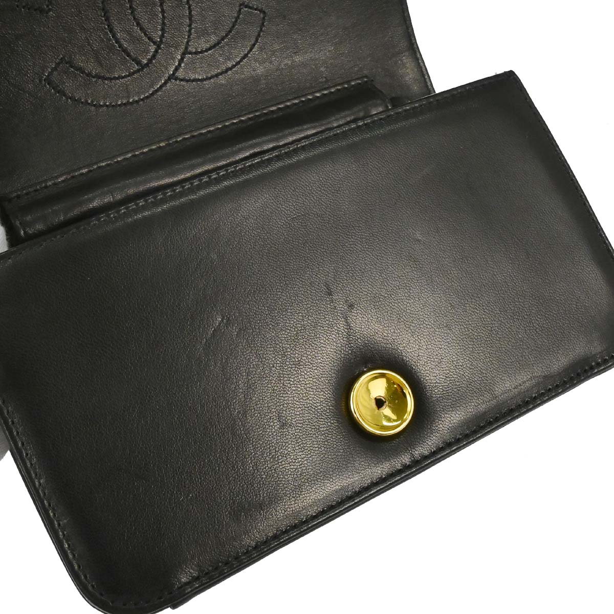 Chanel 1996-1997 Black Lambskin Pushlock Mini Full Flap Shoulder Bag