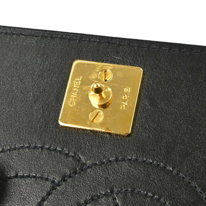 Chanel 1996-1997 Black Lambskin Pushlock Mini Full Flap Shoulder Bag