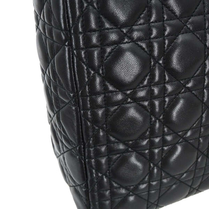 Christian Dior Black Lambskin Large Lady Dior Cannage 2way Shoulder Handbag