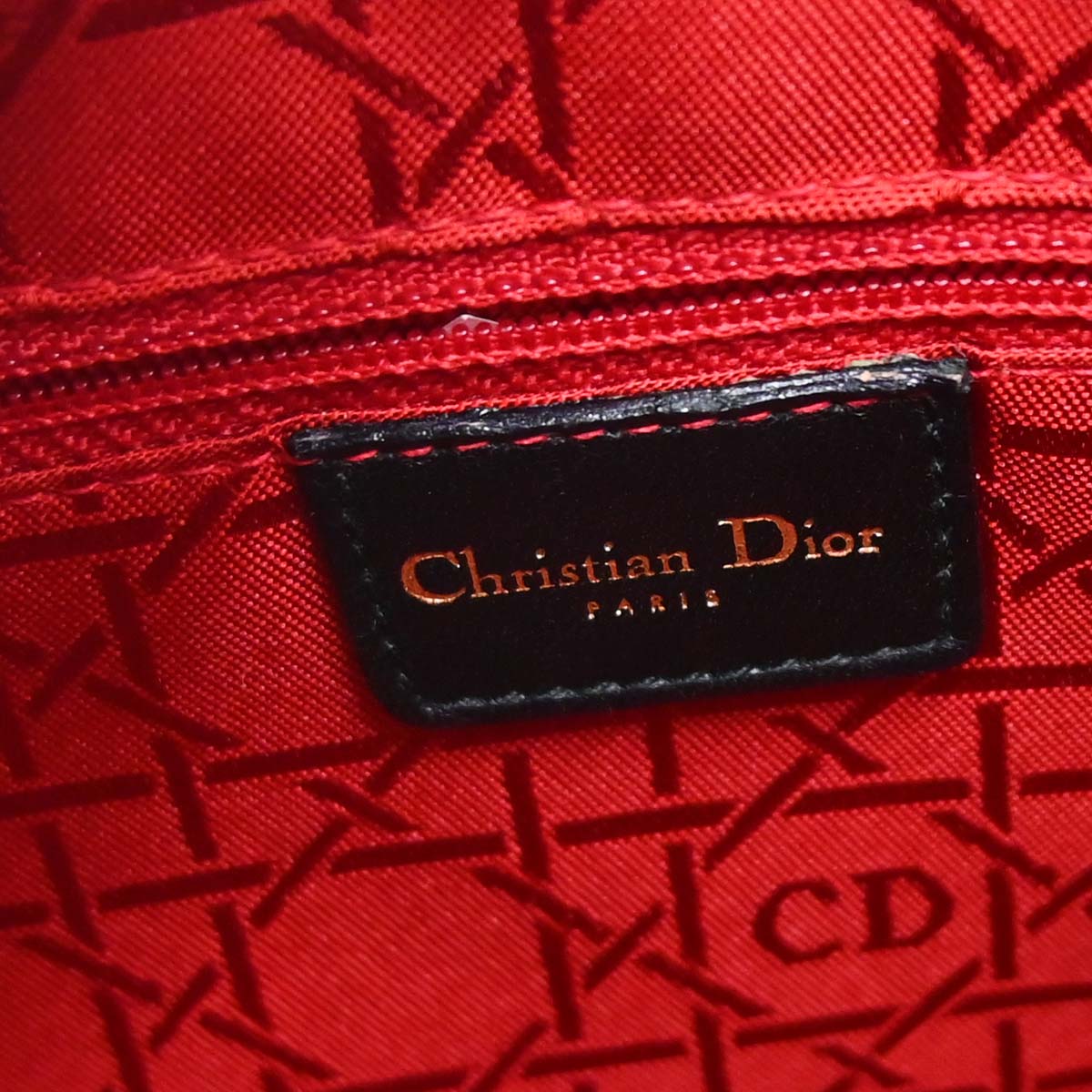 Christian Dior Black Lambskin Large Lady Dior Cannage 2way Shoulder Handbag
