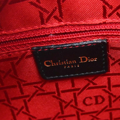 Christian Dior Black Lambskin Large Lady Dior Cannage 2way Shoulder Handbag